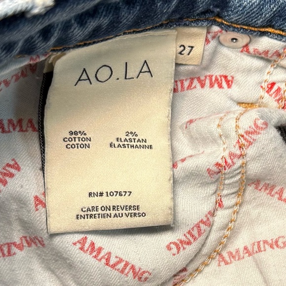 AO.LA Alice & Olivia Amazing Highrise Girlfriend Slim Cropped Jeans 27 - Picture 12 of 14